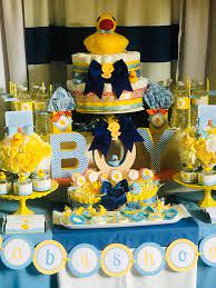 Blue And Yellow Rubber Ducky Baby Shower Baby Shower Ideas Themes Games Rubber Ducky Baby Shower Ducky Baby Showers Baby Shower Duck