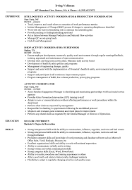 Activity Coordinator Resume Samples Velvet Jobs
