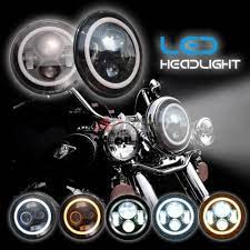 41509 Motorcycle Parts 7 Led Headlight Head Angel Light Lamp Harley Davidson Road King Softail Fld Buy It Now Only 1 Led Headlights Headlights Led Headlamp