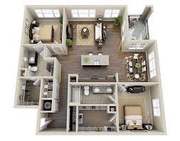 10 Awesome Two Bedroom Apartment 3d Floor Plans Apartment Floor Plans House Plans Floor Plans