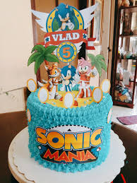 Personalised cake topper sonic mario circle square wafer icing sheets edible. Sonic Theme Cake Sabryn S Sugarlip Cakes Facebook