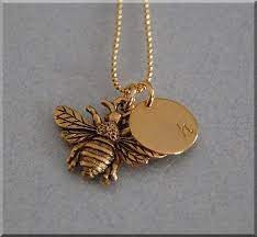 Bumble Bee Charm Necklace Personalized Necklace Bee Jewelry Initial Charm Necklace Gold Personalized Neck Personalized Gold Necklace Bee Jewelry Bee Charms