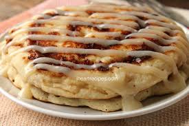 cinnamon roll pancakes with cream