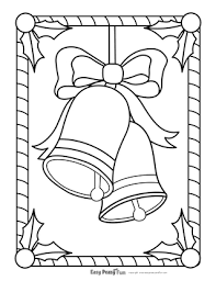 Prnate monochrome christmas golden bells with red bow. Christmas Coloring Pages Easy Peasy And Fun