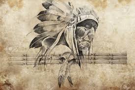 One of the best native american tattoos that you can get is an indian chief sleeve tattoo like this. Tattoo Sketch Of American Indian Tribal Chief Warrior Stock Photo Picture And Royalty Free Image Image 13028731