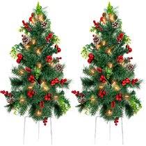 3' green fir artificial christmas tree with 70 clear/white lights (set of 2) by the holiday aisle®. Outdoor Stake Christmas Trees Wayfair