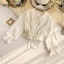 Charlotte blouse in pastel blue rp 195.000,00. Kemeja Wanita Casual Lengan Panjang Model Longgar Versi Korea Katun Shopee Indonesia Kemeja Wanita Gaya Model Pakaian Model Pakaian