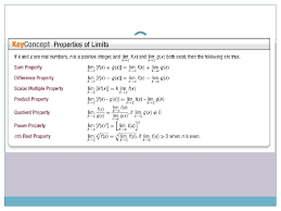 Lim x→2(8−3x +12x2) lim x → 2 (8 − 3 x + 12 x 2) solution lim t→−3 6 +4t t2 +1 lim t → − 3 12 2 Evaluating Limits Algebraically Precalculus Objectives Evaluate