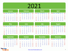 Optionally with marked federal holidays and major observances. Printable Calendar 2021 Template Free Powerpoint Templates