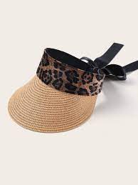 Bow Detail Leopard Trim Visor Visor Hats Women Accessories Hats Leopard Pattern