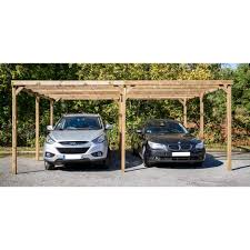 Carport Bois Toit Plat 30 M 2 Voitures Pas Cher A Prix Auchan In 2020