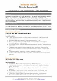 Portfolio manager / investment analyst. Financial Consultant Resume Samples Qwikresume