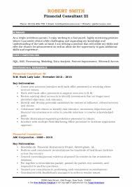 Assess capital development alternatives and many more. Financial Consultant Resume Samples Qwikresume