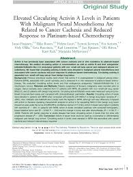At this stage, treatment options are limited but may ease symptoms. Pdf Elevated Circulating Activin A Levels In Malignant Pleural Mesothelioma Patients Are Related To Cancer Cachexia And Reduced Response To Platinum Based Chemotherapy