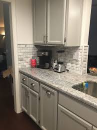 Monte Cristo Granite Marble Backsplash Tiles And Grey Cabinets White Shaker Kitchen Cabinets Replacing Kitchen Countertops White Shaker Kitchen