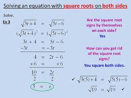Because of this property, we can now take the square roots of our perfect square factors and multiply them together to get our answer. 7 5 Solving Square Roots Other Radical Equations Day 1 Ppt Download