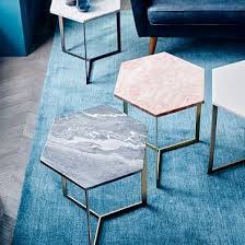 Hex Side Table Antique Brass Decor Furniture Home Decor