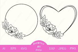 Download 45,858 circle frame free vectors. Floral Heart And Circle Frame Svg Monogram Wreath Dxf 564111 Illustrations Design Bundles