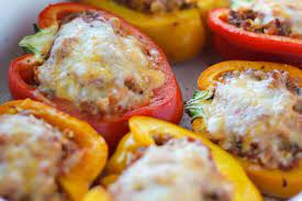 They are baked on a bed of tomato sauce. The Best Stuffed Peppers Without Rice Low Carb Whole Lotta Yum
