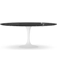 Make a long dining table. Find Deals On Tulip Pedestal Dining Table Oval White Base Black Marble Top