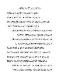 Saben malam jum'at adlah tembang yang menggugah jiwa tembang yang penuh makna. Beudoh Rakan Long