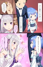 Bonding with an oni from six (shortened as bo6) is a fan adaptation of the re:zero storyline from the sixth timeline (third loop in the mansion). Rem Emilia And Natsuki Subaru Re Zero Kara Hajimeru Isekai Seikatsu Drawn By Yasuyuki Danbooru