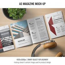 Download A5 Magazine Mockup With Headphones For Free In 2020 Magazine Mockup Mockup Brochure