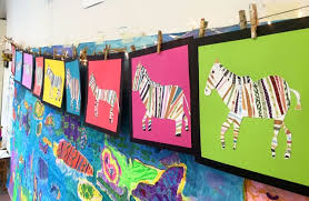 Melanie Mikecz Collaged Zebras Collage Project Kids Art Classes Camps Parties And Events Small Hands Big Art African Art Projects Zebra Art Project Art For Kids