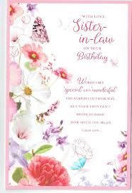 Happy birthday flowers sister in law. Sister In Law Birthday Card With Embossed Flowers And Sentiment Verse Amazon Co Uk Stationery Office Supplies