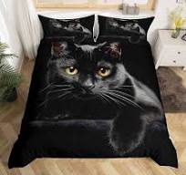Juego de ropa de cama con diseño de gatos y mascotas, funda de edredón para  niños, niños, niñas, microfibra ligera, misterioso, gato negro, funda de ...