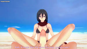 Mikasa from Attack on Titan Gives You A Footjob At The Beach Hentai POV