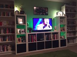 Ikea Custom Build Entertainment Centre 200 All In Billy Bookcases 1 X Kallax Double Unit 2 X Ka Custom Built Entertainment Centers Playroom Storage Kallax