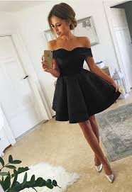 Short Black Satin Homecoming Dresses Off Shoulder Prom Cocktail Dress Vypusknye Korotkie Platya Podrostkovye Vechernie Platya Korotkie Platya