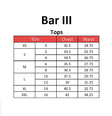 Bar Iii In 2019 Clothing Size Chart Size Chart Fashion 101