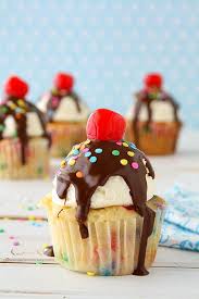Funfetti Ice Cream Sundae Cupcakes Sundae Cupcakes Cupcake Recipes Cupcake Cakes