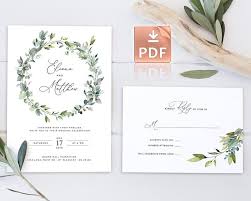 Wedding Invitation With Eucalyptus Greenery Instant Download Printable Editable And Customizable Try Before You Buy 034 Wedding Invitation Templates Wedding Invitations Invitations