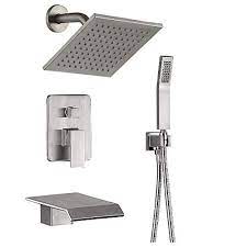 I am impressed with this faucet. Shower System 3 Function Luxury Bathroom Shower Faucet Fixtures Wall Mount Rain Mixer Shower Combo With Waterfall Tub Spout Bathtub Faucet And 8 Rain Shower Head Brushed Nickel Shower Faucet Buy Online In