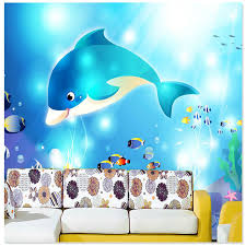 Looking for kids wallpaper murals for children's room ? Mural Dolphin Child Boy Tv Background 3d Wallpaper Mural Non Woven Cartoon Painting 3d Wallpaper Kids Tv Background Background 3dwallpaper Kids Aliexpress