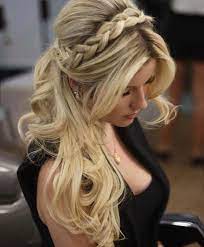 Half Up Half Down Prom Hairstyle With Braided Plait Headband Promhairstyleshalfuphalfdown Wedding Hair Plaits Plaits Hairstyles Fancy Hairstyles