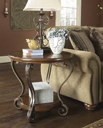 Ashley Furniture T517 6 Nestor Warm Light Bronze Metal Finish And Medium Burnished Finish Wood End Table Sofa End Tables End Tables Furniture