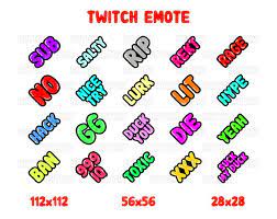 20 X Twitch Emotes Text Emote Easy Setup Ban Gg Hack Etsy Twitch Text Emotes Hacks