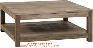 Table basse en teck massif recyclé. Table Basse Teck Recycle Carree Nature Brosse M41n