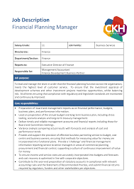 You can post this template on job we are looking for a reliable financial manager that will analyze every day financial activities and subsequently provide advice and guidance to upper. å…è´¹financial Planning Manager Job Description æ ·æœ¬æ–‡ä»¶åœ¨allbusinesstemplates Com