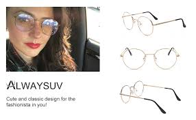 ALWAYSUV Metal Frame Retro Glass Frame Level Mirror Decorative Glasses  Classic Round Frame Glasses Clear Lens Glasses, gold : Amazon.de: Fashion
