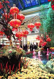 Year Of The Sheep Las Vegas Celebrates Chinese New Year Festivities Asian Flowers Chinese New Year Chinese New Year Decorations
