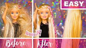 Work the brush up through the hair towards the doll's scalp. How To Fix Doll Hair Easy Tutorial With No Fabric Softener Barbie Doll Youtube