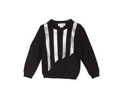 ROSE BLEU Boys Cotton Sparkly Falling Strips Black Sweater - BLACK - 6