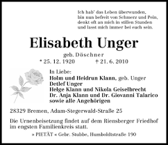 Anders unger (dör ung) and anna maria unger (dör ung) half sister of u.ä. Traueranzeigen Von Elisabeth Unger Trauer Gedenken