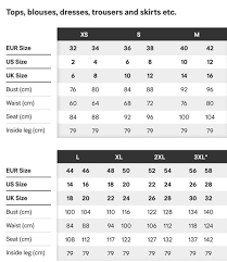 Sizing Chart European Fashion Avenue