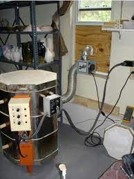 Kiln Vent And Motor Mounted To Board Removable When Not In Use Pottery Kiln Ceramic Workshop Pottery Studio Ideas